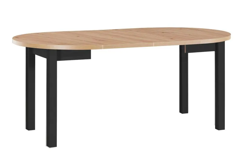 Tavolo da pranzo rotondo allungabile ILZE | Nero e rovere | Ø 100/180 cm | Piano laminato 32 mm | Struttura in faggio