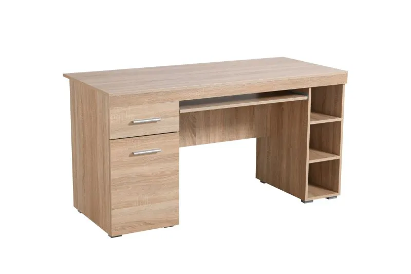 Scrivania Delare 01 | Rovere Sonoma | 1 cassetto | Ripiano tastiera estraibile | 75,5 x 145 x 65,5 cm