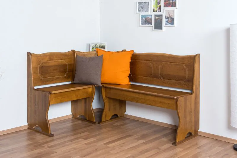 Panca angolare in pino massello rovere rustico Junco 243 | Design moderno | 84 x 110 x 152 cm