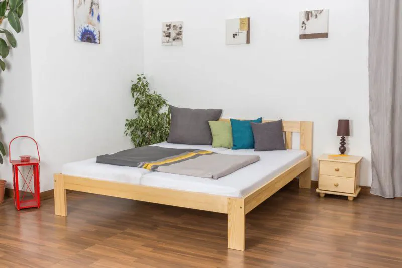 Letto king size "75", pino massiccio, naturale, incl. rete a doghe - 180 x 200 cm