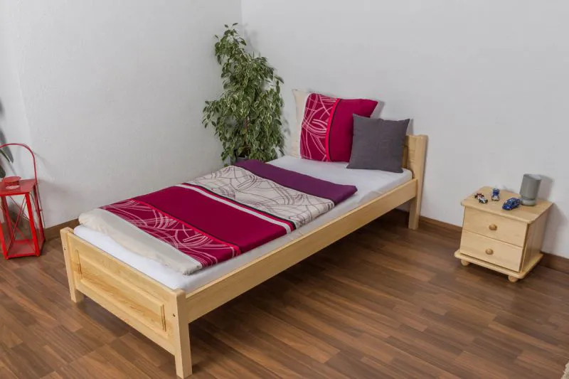 Letto singolo 78, pino massello, naturale, incl. rete a doghe - 90 x 200 cm