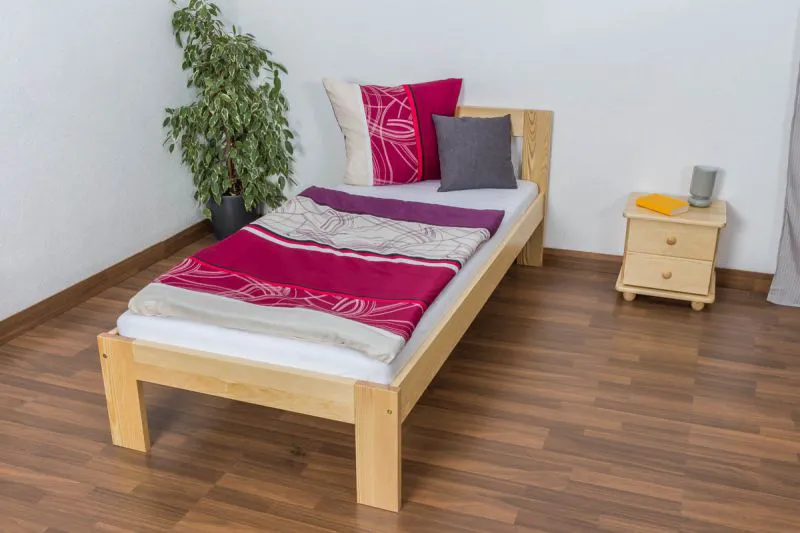 Letto singolo 76, pino massello, naturale, incl. rete a doghe - 90 x 200 cm