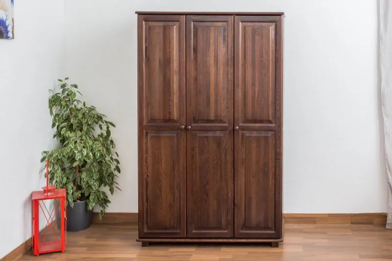 Armadio 016 in pino massiccio color noce | 190 x 120 x 60 cm | Design moderno e stabile