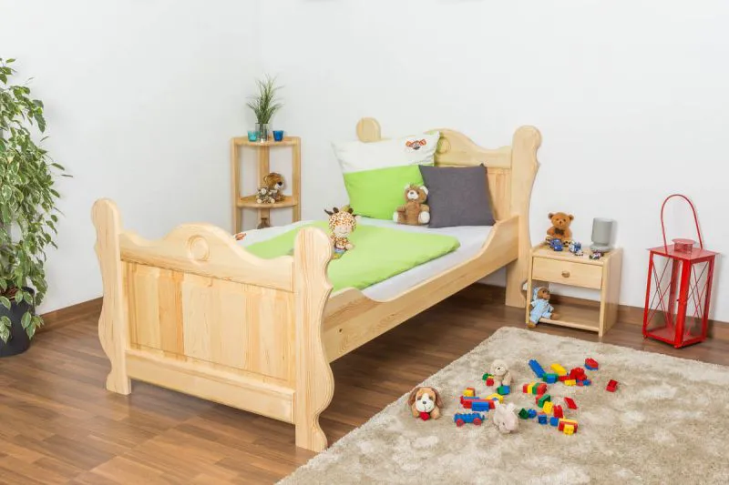 Letto singolo in pino massello naturale 91 | Rete a doghe inclusa | 90 x 200 cm | Design moderno