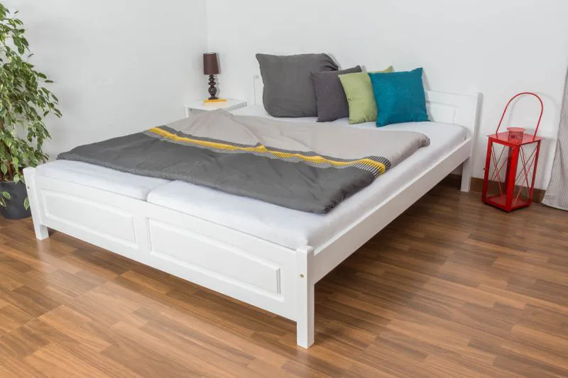 Letto king size "79", pino massiccio, laccato bianco, incl. rete a doghe - 180 x 200 cm