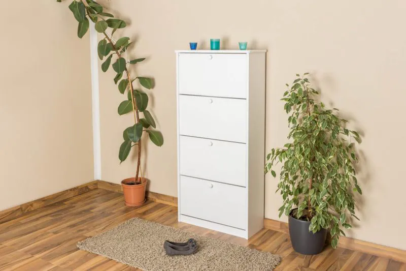 Mobile portascarpe in pino massello laccato bianco | 115 x 72 x 30 cm | Design moderno e pratico