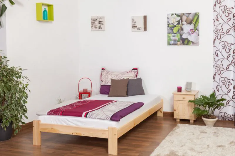 Letto una piazza e mezza "A10", pino massiccio, naturale, incl. rete a doghe - 120 x 200 cm