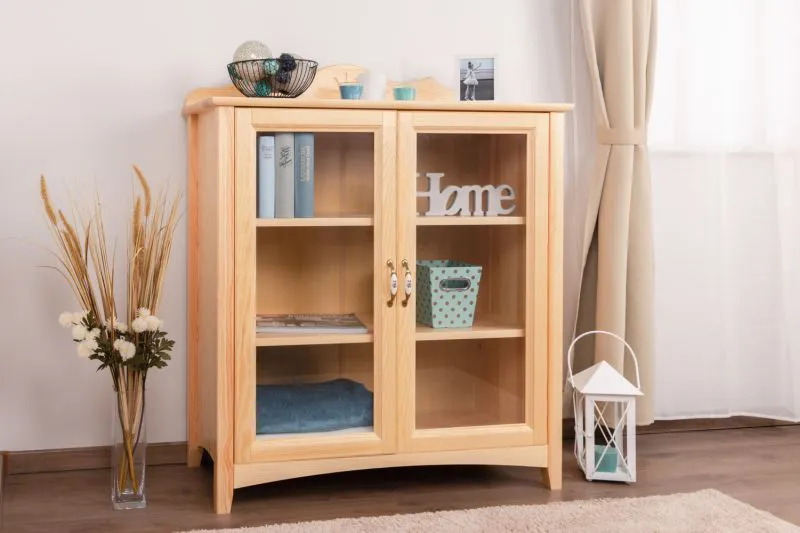 Vetrina Turakos 42 in pino massiccio naturale | 118,50 x 100 x 42 cm | Design moderno e robusto