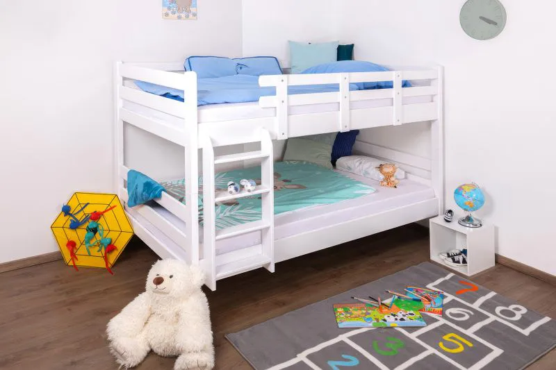 Letto a castello divisibile Easy Premium Line K24/n | Faggio massello bianco | 120 x 200 cm | Design moderno e sicuro