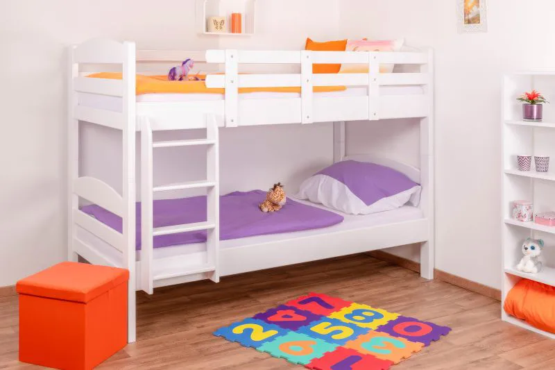 Letto a castello divisibile Easy Premium Line K21/n | Faggio massello bianco | 90 x 200 cm | Design moderno