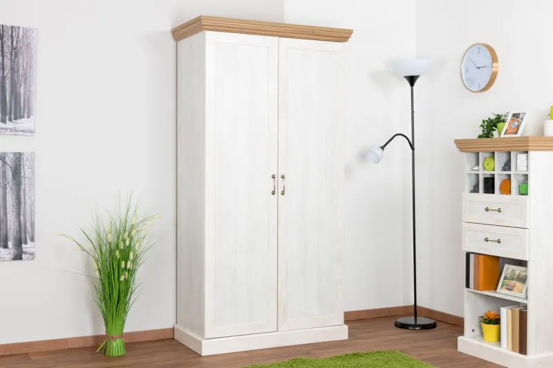 Armadio Badile 06 | 2 ante | pino bianco e marrone | 187 x 97 x 49 cm | stile country