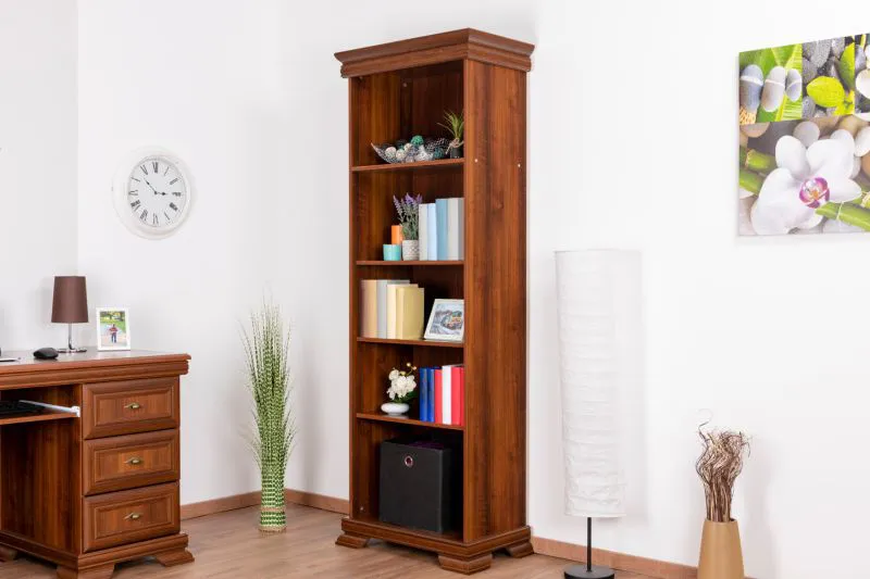 Libreria alta Sentis 19 marrone scuro | 5 scomparti spaziosi | 193 x 68 x 40 cm | Stile country elegante