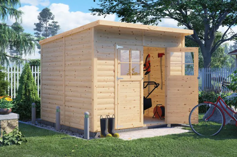 Casetta da giardino "Mainz" 04, legno grezzo, incl. pavimento - spessore 19 mm, SU: 5,80 m²