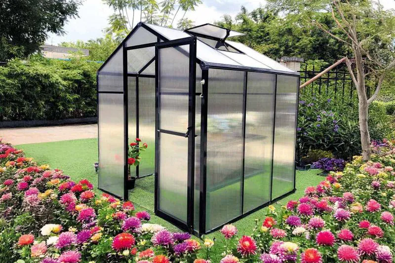 Serra Safran PRO 05, 345 x 178 x 192 cm, colore del profilo nero, incl. sottostruttura e 2 lucernari, teli a doppia parete