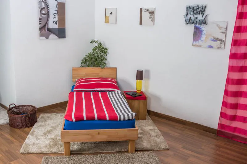 Letto futon in faggio massello oliato 90 x 200 cm | Design moderno | Alta stabilità | Facile da abbinare