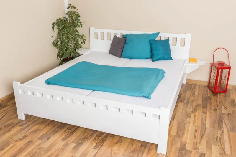 Letto matrimoniale king size 67 | Pino massiccio laccato bianco | 180 x 200 cm | Design moderno e robusto