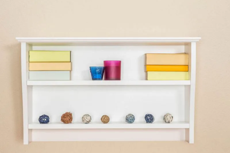 Mensola da parete in pino massello bianco | Stile moderno | 48 x 81 x 24 cm | Junco 339
