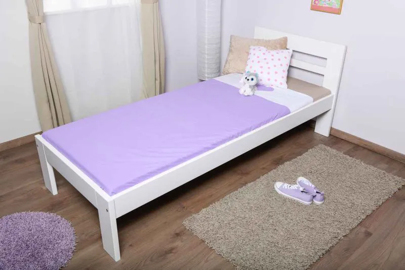 Letto singolo in pino massello bianco | Rete a doghe inclusa | 80 x 200 cm | Design moderno e stabile