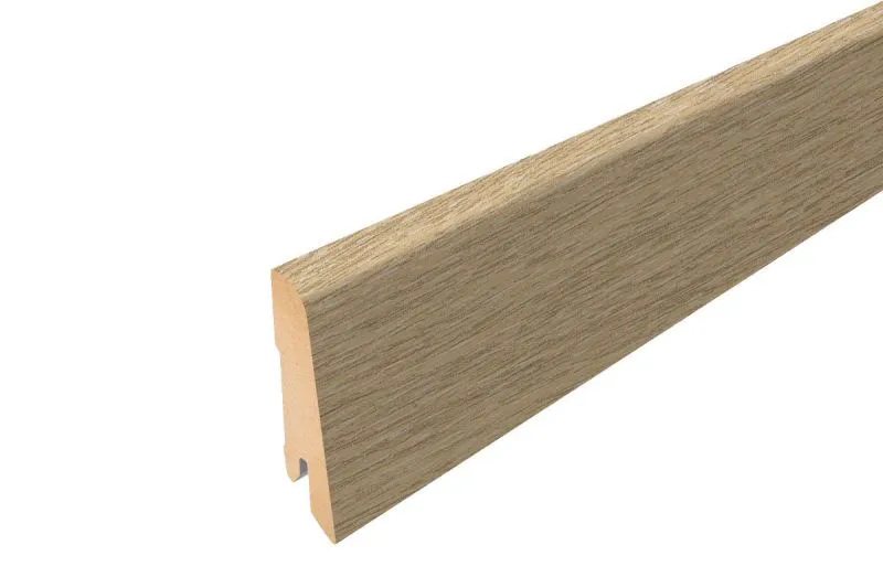Battiscopa per pavimento laminato - Modello: MONACO Effetto rovere, Lunghezza: 2400 mm, Altezza: 60 mm, Profondità: 17 mm