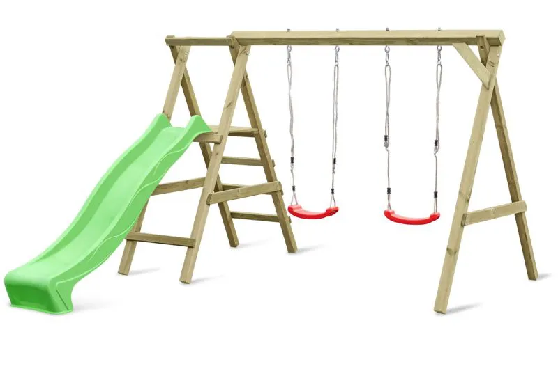 Altalena doppia con elemento di arrampicata 10 in LEGNO DI PINO, FSC® - Dimensioni: 303 x 180 cm (L x L)