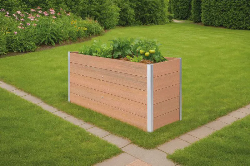 Fioriera rialzata in WPC "Nina" - Colore: effetto legno, 160 x 70 x 75 (l x p x h)