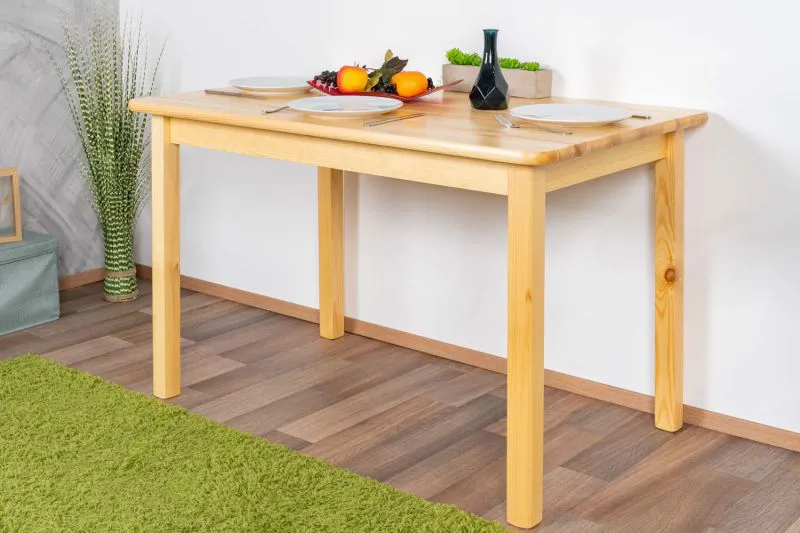 Tavolo rettangolare in pino massello naturale 001 | 75 x 120 cm x 75 | Design moderno | Robusto