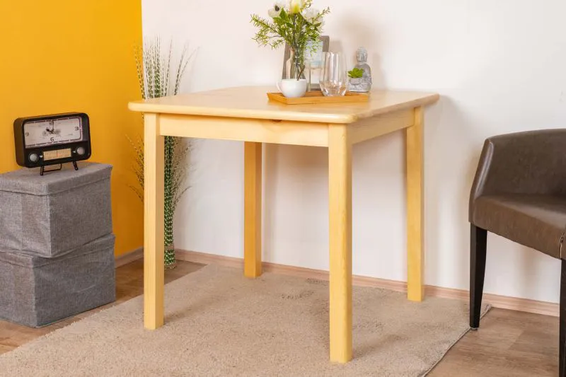 Tavolo quadrato pino massello naturale 002 | Design moderno | 75 x 80 cm x 80 | Robusto e facile da montare