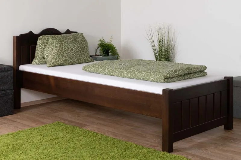Letto singolo Turakos 92 in pino massiccio | Finitura noce | 90 x 200 cm | Robusto e resistente | Design moderno