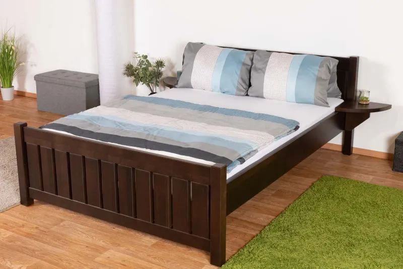 Letto francese 140x200 cm | Faggio massiccio | Rete a doghe inclusa | Finitura noce | Montaggio facile