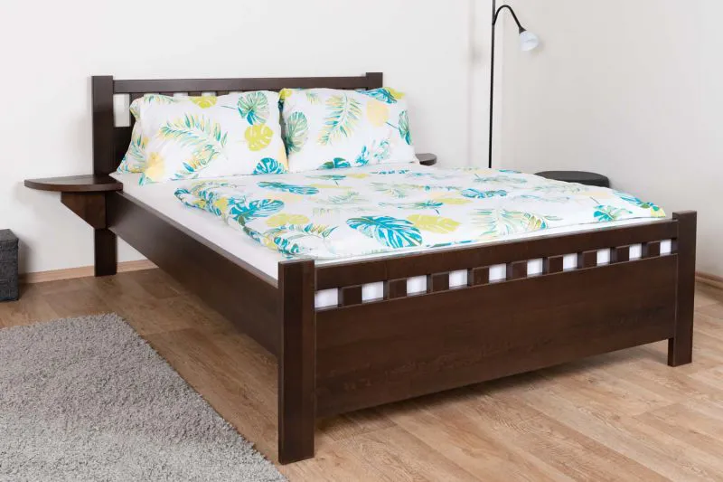 Letto singolo in legno massiccio di faggio 108, incl. rete a doghe, colore noce, superficie di riposo 140 x 200 cm, letto moderno per ospiti, montaggio rapido e semplice, robusto