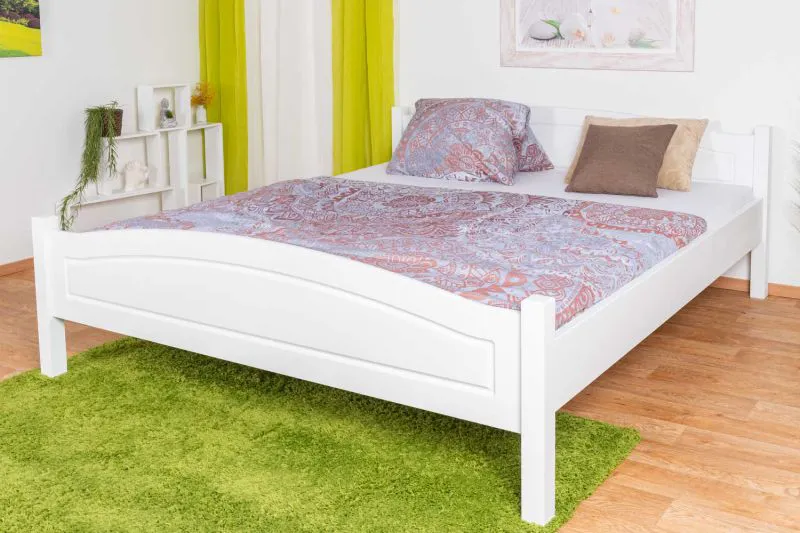 Letto matrimoniale in pino massiccio bianco 112, elegante letto per ospiti, con rete a doghe, superficie di appoggio 180 x 200 cm, resistente e moderno, montaggio rapido e semplice