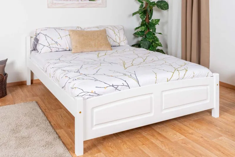 Letto singolo moderno, letto per ospiti in faggio massiccio bianco 117, con rete a doghe, superficie di riposo 140 x 200 cm, lavorazione di alta qualità, durevole nel tempo