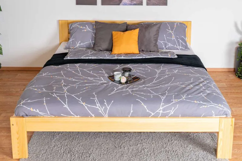 Letto matrimoniale 73, pino massello, naturale, incl. rete a doghe - 180 x 200 cm