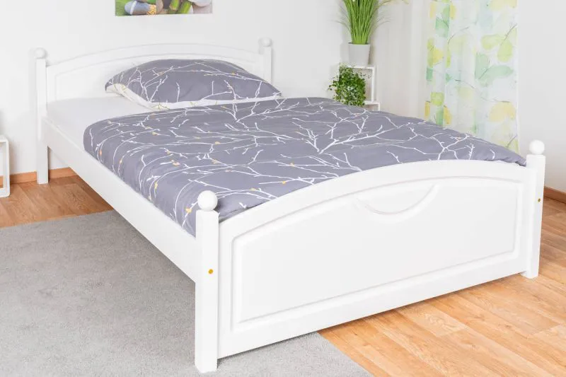 Letto singolo moderno in bianco, letto per ospiti in legno massiccio di pino 81, incl. rete a doghe, superficie di sdraio 140 x 200 cm, durevole e robusto