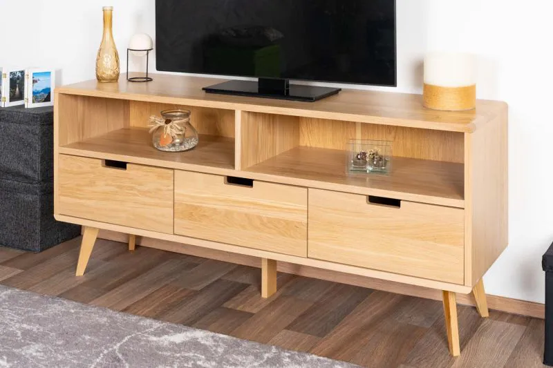 Mobile TV in rovere massiccio naturale Aurornis 58 | Design moderno | 64 x 142 x 40 cm