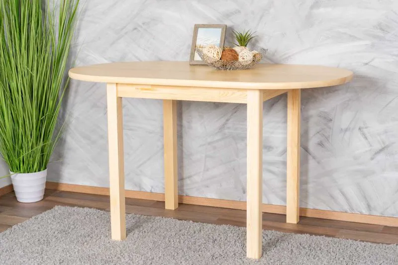 Tavolo ovale in pino massello naturale Junco 231B | 75 x 130 cm | Design moderno | Ampio piano d'appoggio