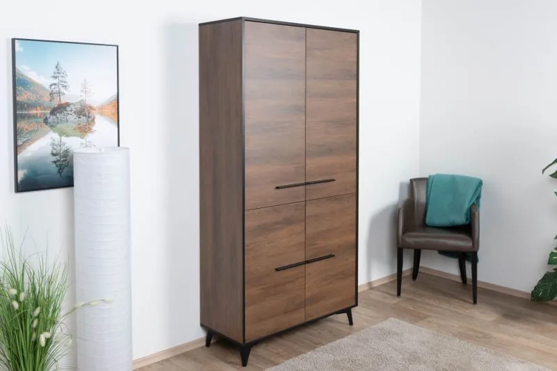 Armadio Altels 19 noce | 185 x 91 x 40 cm | 4 ante, 8 ripiani, stile moderno