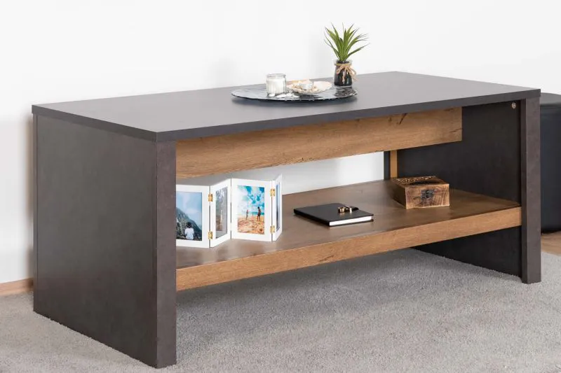 Tavolino rettangolare "Selun" 07 | Rovere marrone scuro/grigio | 53 x 120 x 60 cm | Design moderno e funzionale