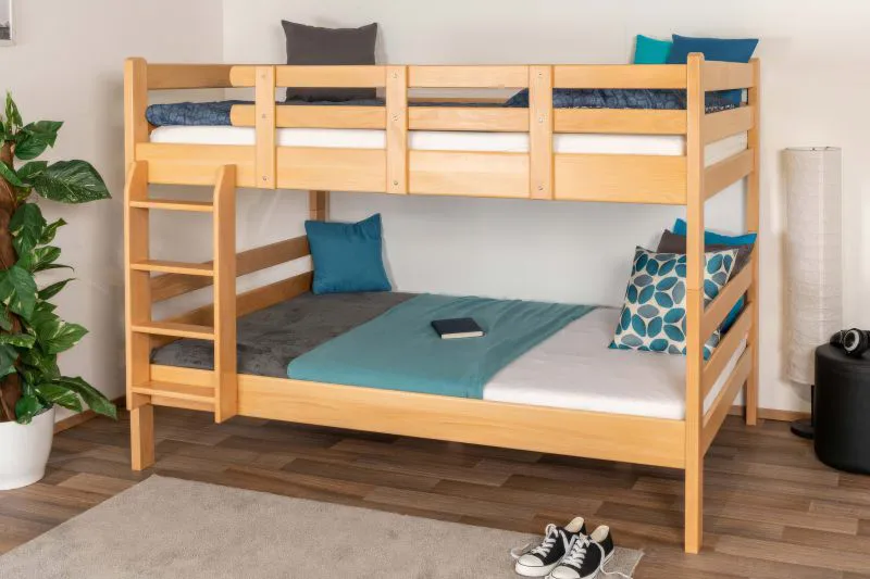 Letto a castello 120 x 200 cm | Easy Premium Line K24/n | Faggio massiccio naturale laccato | Divisibile | Testata e pediera dritte
