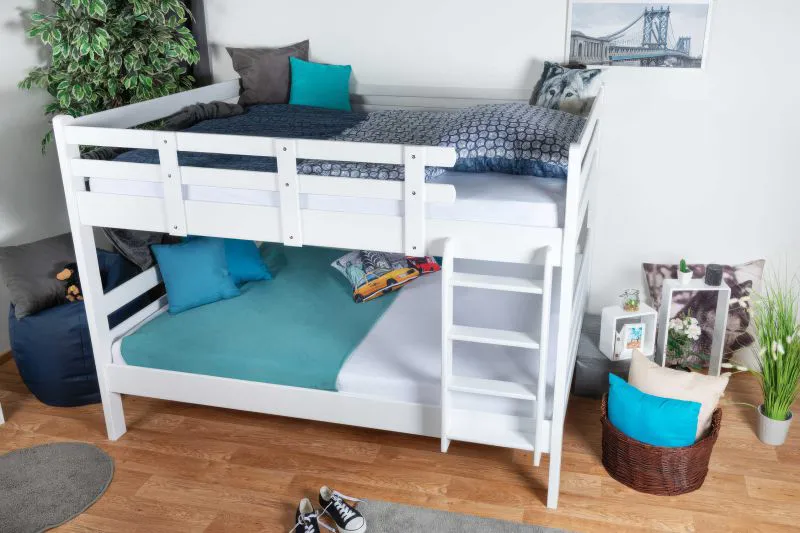 Letto a castello 160 x 200 cm Easy Premium Line K24/n | Faggio massiccio laccato bianco | Divisibile, design moderno
