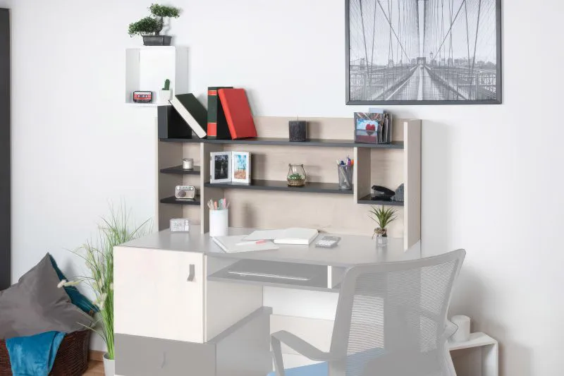 Mensola da scrivania Aalst 11 | Rovere, crema e nero | 55 x 125 x 24 cm | Design moderno per cameretta