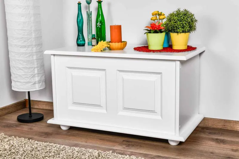 Cassapanca in pino massello bianco 181 | 50 x 87 x 46 cm | Design moderno e robusto