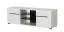 Mobile porta TV Idos 01 | Bianco lucido e nero | 2 ante, 5 scomparti, vetro Parsol | 49,5 x 150 x 41,5 cm