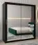 Armadio scorrevole con specchio Bisaurin 4 ante | Nero elegante | 200 x 180 x 62 cm