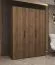 Armadio ad ante battenti "Korab" 169, color noce, maniglie: nere, 3 ante, 2 scomparti, 2 barre appendiabiti, Sistema "Soft-Close", larghezza: 1,5 m