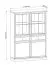 Vetrina Torsakala 09 bianco opalino | 161 x 114 x 40 cm | 8 scomparti | 4 ripiani | 2 cassetti | 2 ante legno | 2 ante vetro