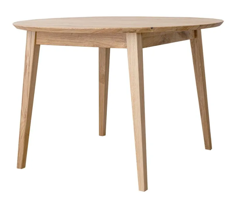 Tavolo rotondo in rovere massiccio Erdre 06 | Diametro 110 cm | Superficie oliata | 4 gambe robuste | Design naturale