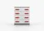 Cassettiera "Smolikas" 13 | Bianco e grigio | 4 cassetti | Maniglie rosse in legno | 90 x 80 x 40 cm