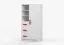 Libreria con armadietto Smolikas 45 | Bianco moderno | 7 scomparti | 3 cassetti | Maniglie rosso legno | 159 x 80 x 40 cm