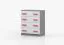 Cassettiera "Smolikas" 10 | Bianco/grigio | 4 cassetti | Maniglie rosa in legno | 90 x 80 x 40 cm